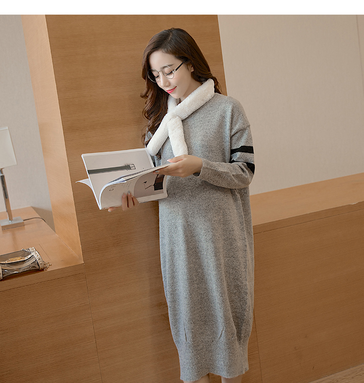 触手猴 孕妇装春秋季毛衣外套中长毛衣裙长袖