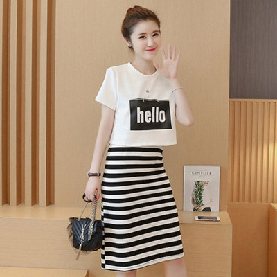 舍2016夏季新款韩版背心裙黑白条纹连衣裙中