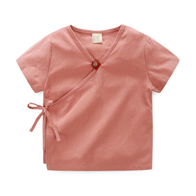 春之北纬 夏季童装儿童衬衫复古短袖唐装 宝宝