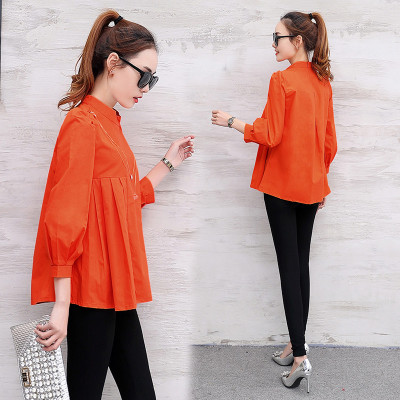 里色 2017春季新款韩版女式衬衫立领宽松长袖