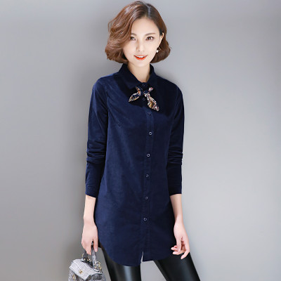 岂非时尚翻领七分袖拼接显瘦2016秋季衬衫 配