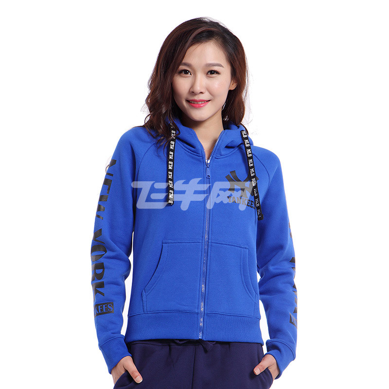 美职棒mlb洋基队ny秋季新款女式加绒连帽拉链长袖休闲运动服外套卫衣