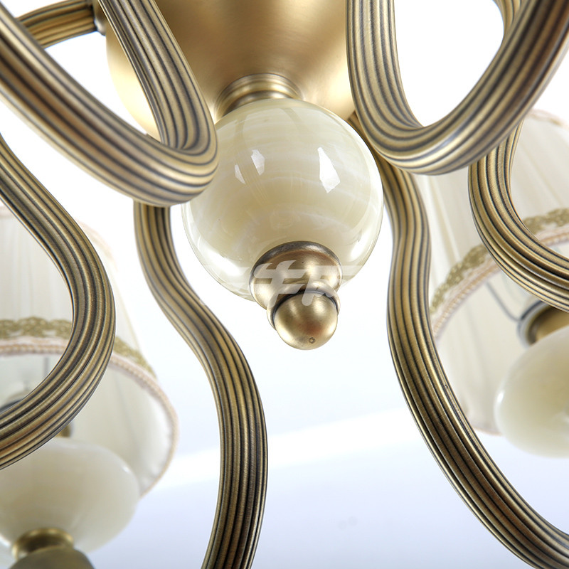 美吉特美式铁艺吊灯 古铜色客厅吊灯 卧室餐厅吊灯 欧式玉石宜家吊灯