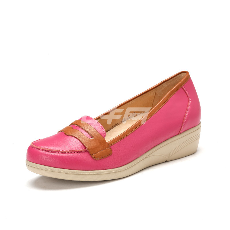 蜜娅莉miyayami单鞋春女款坡跟舒适休闲鞋羊皮通勤ol商务休闲小高跟