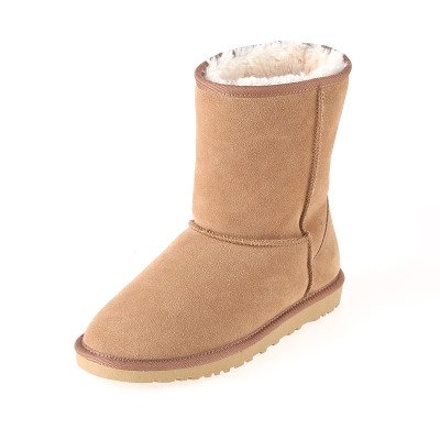 蜜娅莉miyayami雪地靴女中筒冬季牛绒简约平底保暖加绒基本款雪地靴中