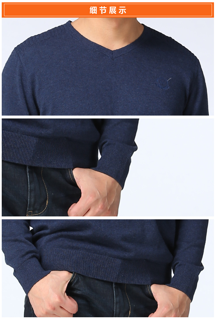 贝兹卡洛bescarol针织衫男装春秋款男v领绣花针织衫套头衫毛衣635787