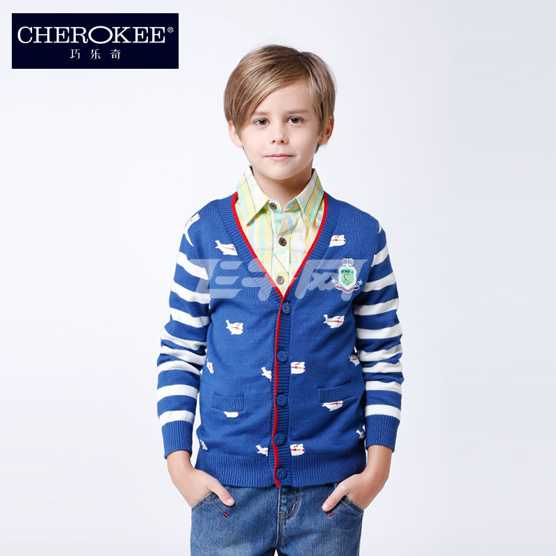 巧乐奇/cherokee春装新款男童飞机印花针织开衫640069